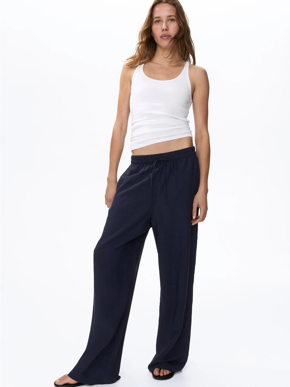 H&M Navy Blue Drawstring Sweatpants